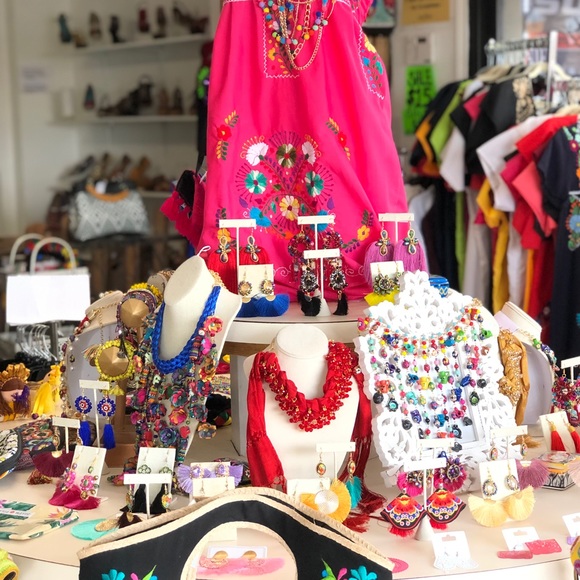 Mexican Hand Painted Tassel Earrings - Picture 2 of 8